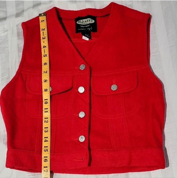 Old Navy Vintage Red Crop Vest Small - Picture 2 of 7